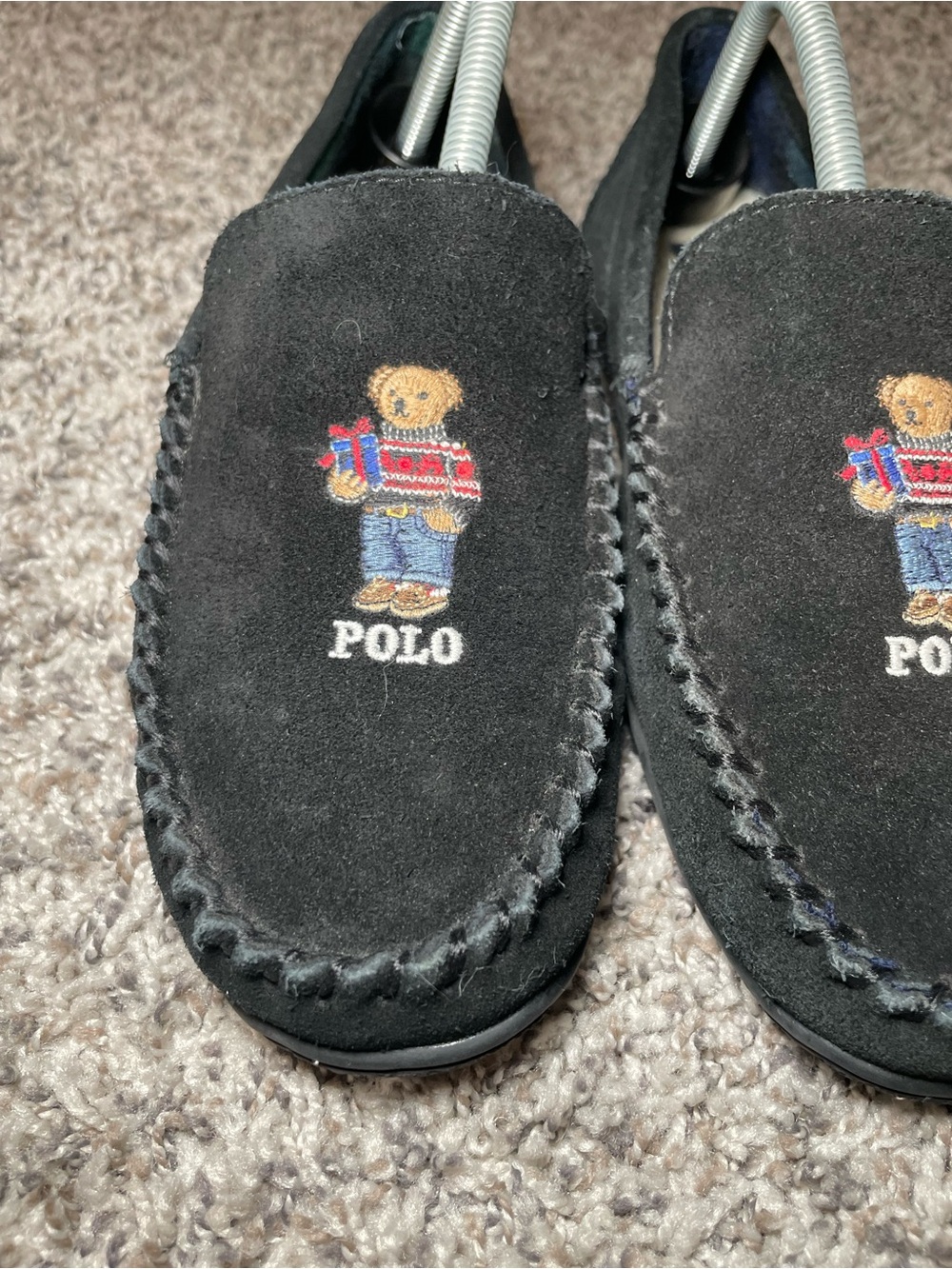 Polo Ralph Lauren Bear Sweater Men’s Size 8 Navy Slippers - Picture 3 of 11